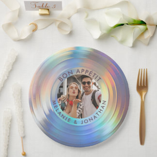 Assiettes En Carton Holographie moderne Bon Appetit Mariage personnali