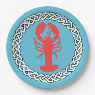 Assiettes En Carton Homard Dans Une Bordure De Corde