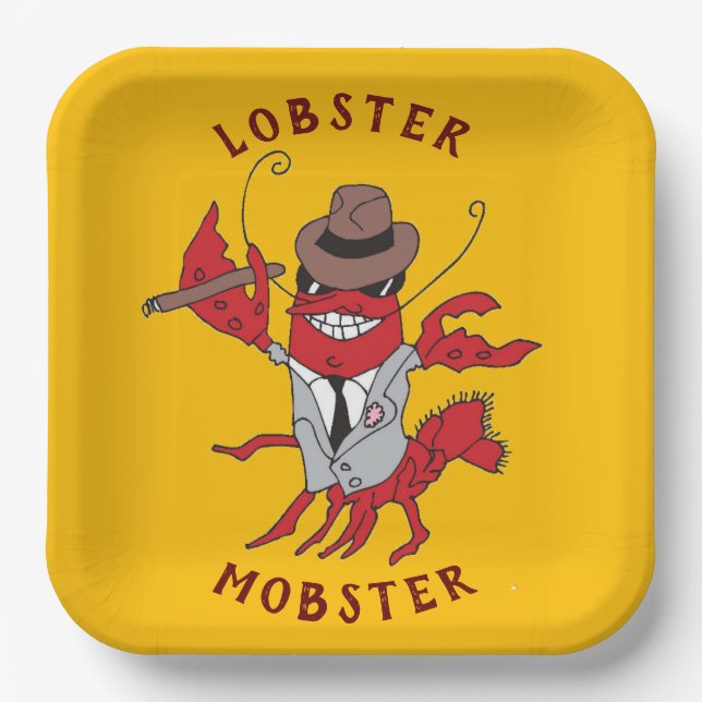 Assiettes En Carton Homard Homard 🦞 Drôle Cartoon Gangster (Recto)