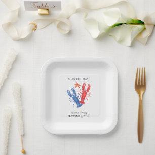 Assiettes En Carton Homard Rouge Bleu Marin, Saisit le Jour