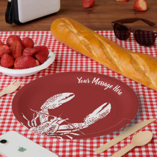 Assiettes En Carton Homard rouge et blanc Personnalisé