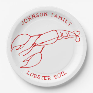 Assiettes En Carton Homard rouge - Fête d'été / Boule de homard