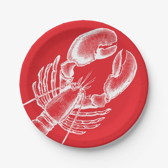Assiettes En Carton Homard vintage (Devant)