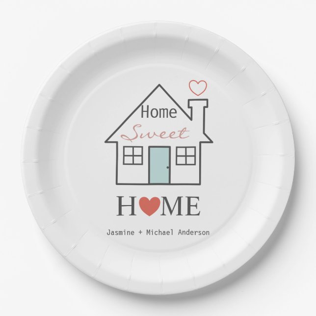 Assiettes En Carton Home Sweet Home personnalisée (Devant)