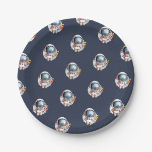 Assiettes En Carton Homme de l'espace Fusée spatiale Lune