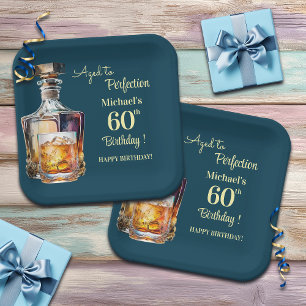 Assiettes En Carton Hommes âgés à la perfection 60 ans Whiskey Anniver