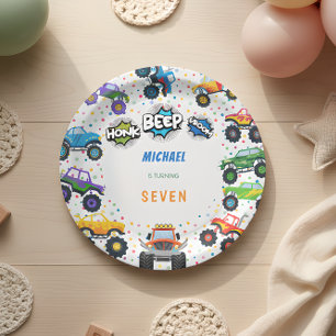 Assiettes En Carton Honer beep vroom monstre camions garçon anniversai
