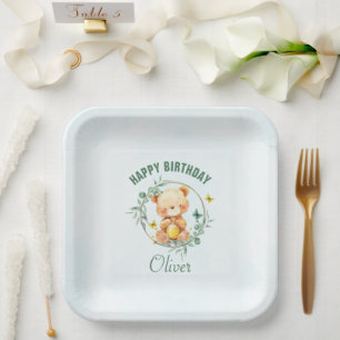 Assiettes En Carton Honey Bear Végétal Joli Garçon Anniversaire