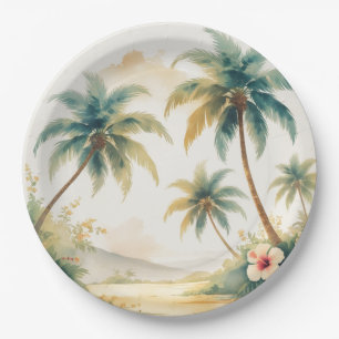 Assiettes En Carton Honolulu Voyage Hawaïen de style vintage