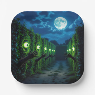 Assiettes En Carton Horreur de haie d'Halloween hantée