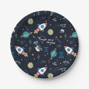 Assiettes En Carton Hors de ce Motif spatial mondial