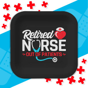 Assiettes En Carton Hors des patients retraités Funny Nurse Retraite