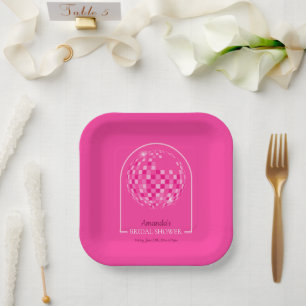 Assiettes En Carton Hot Pink Disco Boogie Fête des mariées
