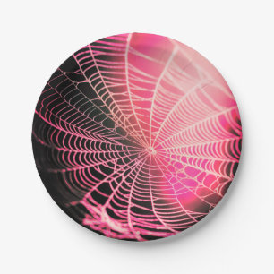 Assiettes En Carton Hot rose noir Déplaisant Spider Web Éffrayant