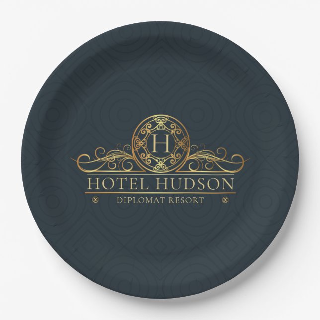 Assiettes En Carton Hôtel de luxe Branding Monogrammed (Devant)