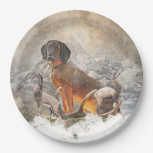 Assiettes En Carton Hound de montagne bavarois, Art