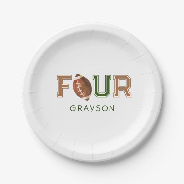Assiettes En Carton Huddle Up Football 4e fête d'anniversaire (Devant)