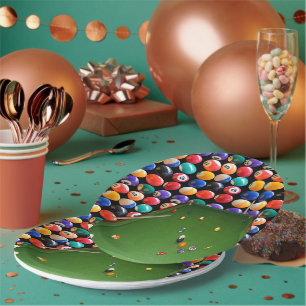 Assiettes En Carton Huile De Table De Huitième Ball Avec Boules Et Coe