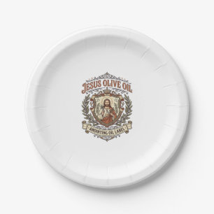 Assiettes En Carton Huile d'onction d'huile d'olive Jésus Étiquette Hu