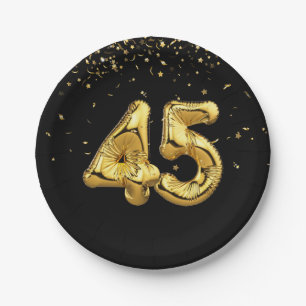 Assiettes En Carton Huile D'Or 45 Ballons Et Plaque De Papier Confetti