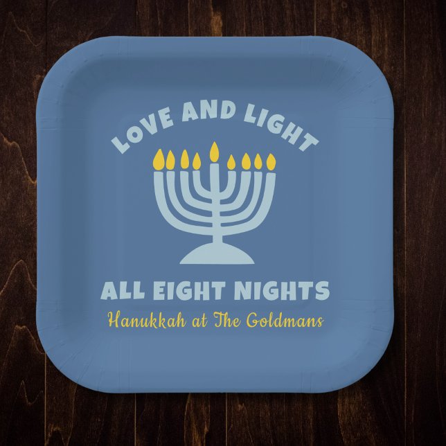 Assiettes En Carton Huit nuits juives "Amour et Lumière" d'Hanoukka (Créateur téléchargé)