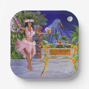 Assiettes En Carton Hula sur notre parti Luau