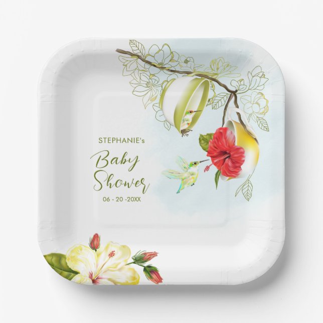 Assiettes En Carton Hummingbird Teacup Floral (Recto)