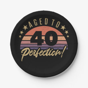 Assiettes En Carton Humour d'anniversaire Retro 40th