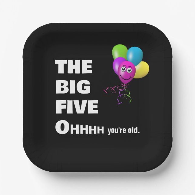 Assiettes En Carton humour de fête du 50e anniversaire (Recto)