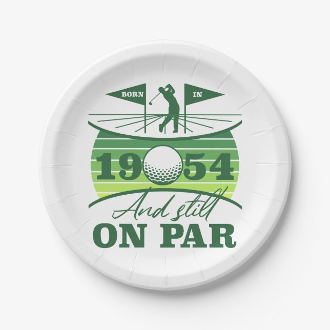 Assiettes En Carton humour de golf 1954 70e anniversaire (Devant)