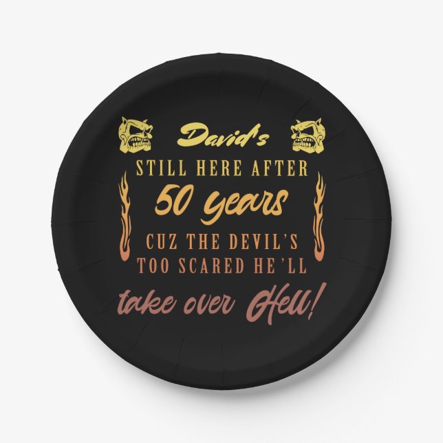 Assiettes En Carton Humour du 50e anniversaire masculin (Devant)