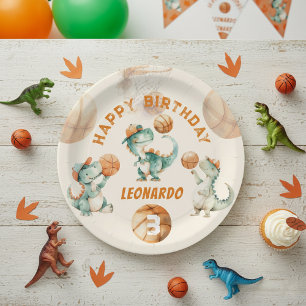 Assiettes En Carton Hurlement & Score Basketball Dino Boy Anniversaire