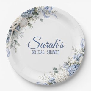 Assiettes En Carton Hydrangea Coastal Bridal Shower Personnalisé