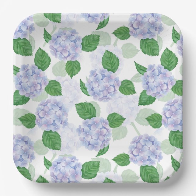 Assiettes En Carton Hydrangea Floral  (Recto)