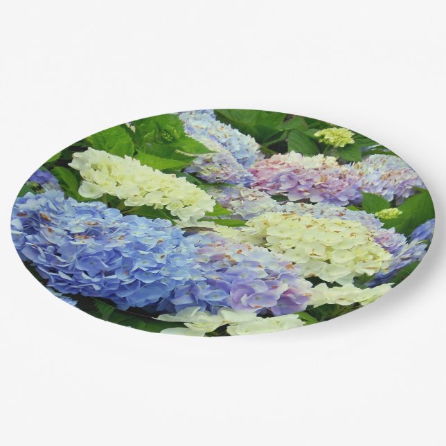Assiettes En Carton Hydrangea Mix, Plaques à papier floral (Angle)