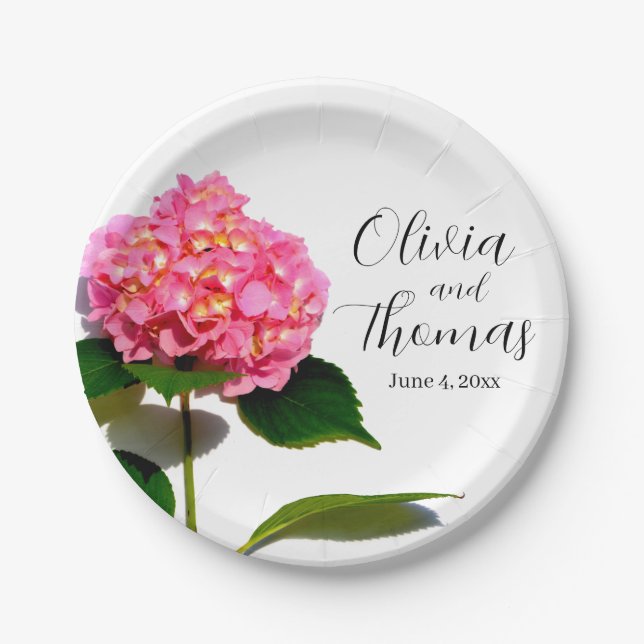 Assiettes En Carton Hydrangea rose fleurs roses roses (Devant)