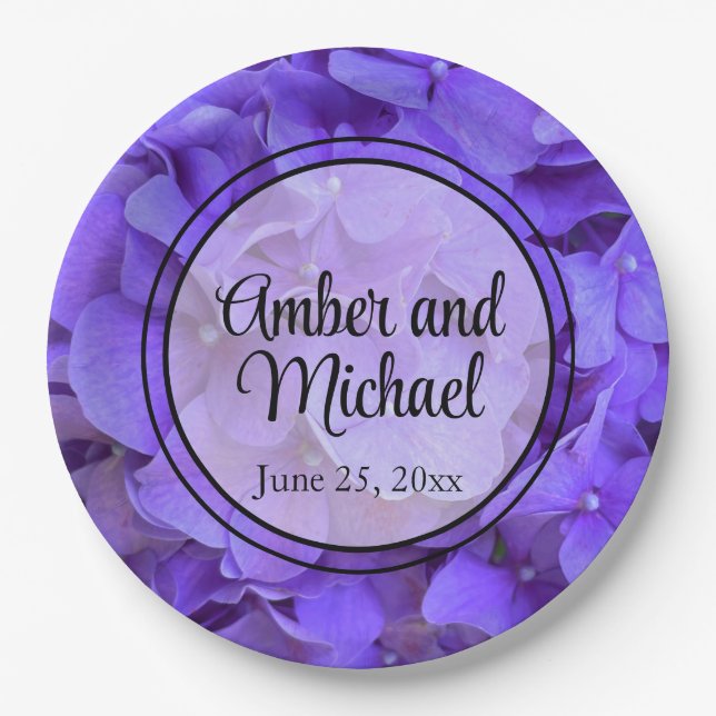 Assiettes En Carton Hydrangeas Lavender lilas (Devant)