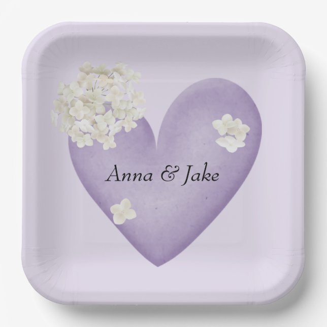 Assiettes En Carton Hydrangée blanche sur violet (Recto)