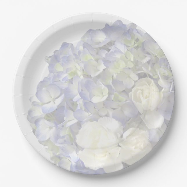 Assiettes En Carton Hydrangée bleu doux (Devant)