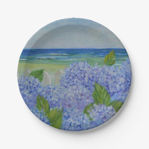 Assiettes En Carton Hydrangées Par La Plaque De Papier De Mer