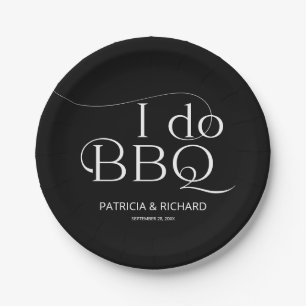 Assiettes En Carton I do BBQ Engagement Party Noir