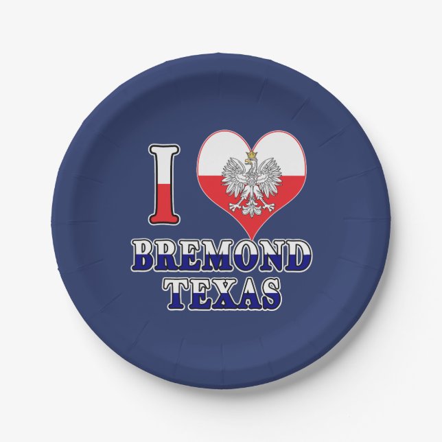 Assiettes En Carton I Heart Love Bremond Texas (Devant)