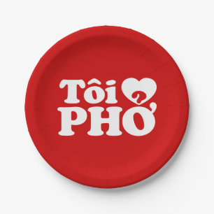 Assiettes En Carton I Heart (Love) Pho (Tôi PHỞ)