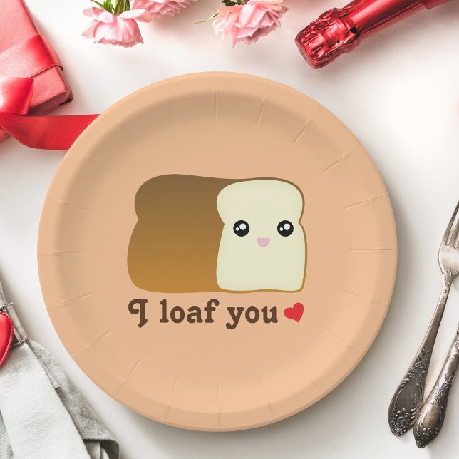 Assiettes En Carton I Loaf You Kawaii Pain Drôle Drôle Carton Alimenta (Créateur téléchargé)