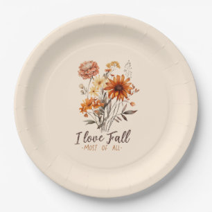 Assiettes En Carton I Love Fall Most All - Autumn Foliage