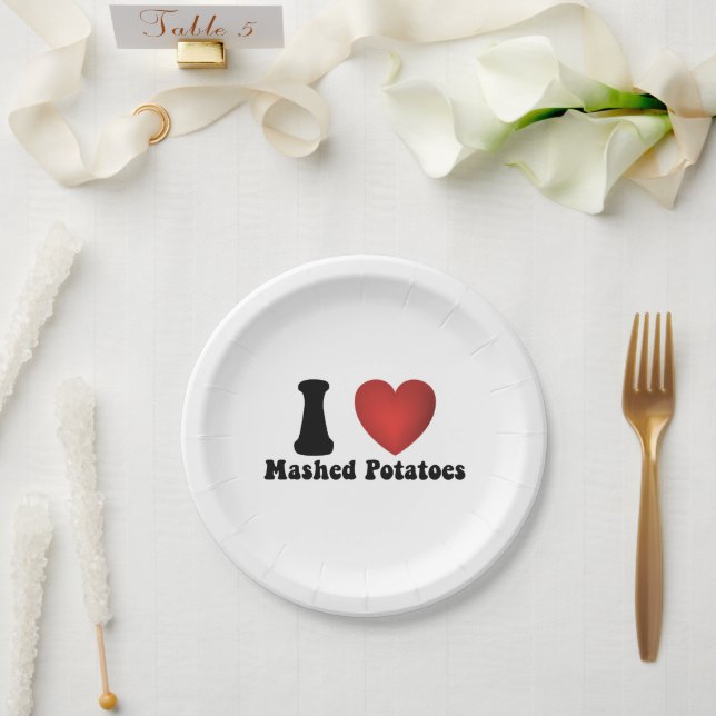Assiettes En Carton I Love Mashed Potatoes Thanksgiving Diner Cadeau (Mariage)