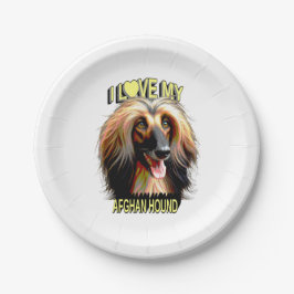 Assiettes En Carton I Love My Afghan Hound – Elegant Dog Lover Design