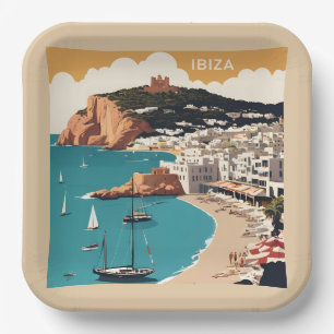 Assiettes En Carton Ibiza, Espagne Affiche de voyage
