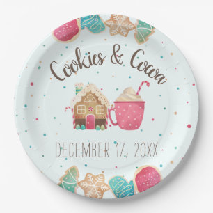 Assiettes En Carton Ice Blue Cookie Exchange Noël Aquarelle