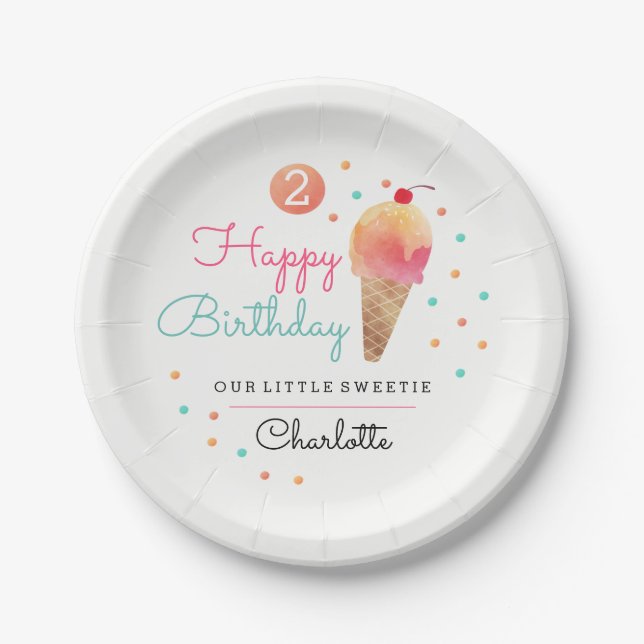 Assiettes En Carton Ice Cream Party Kids Party Plaque papier (Devant)